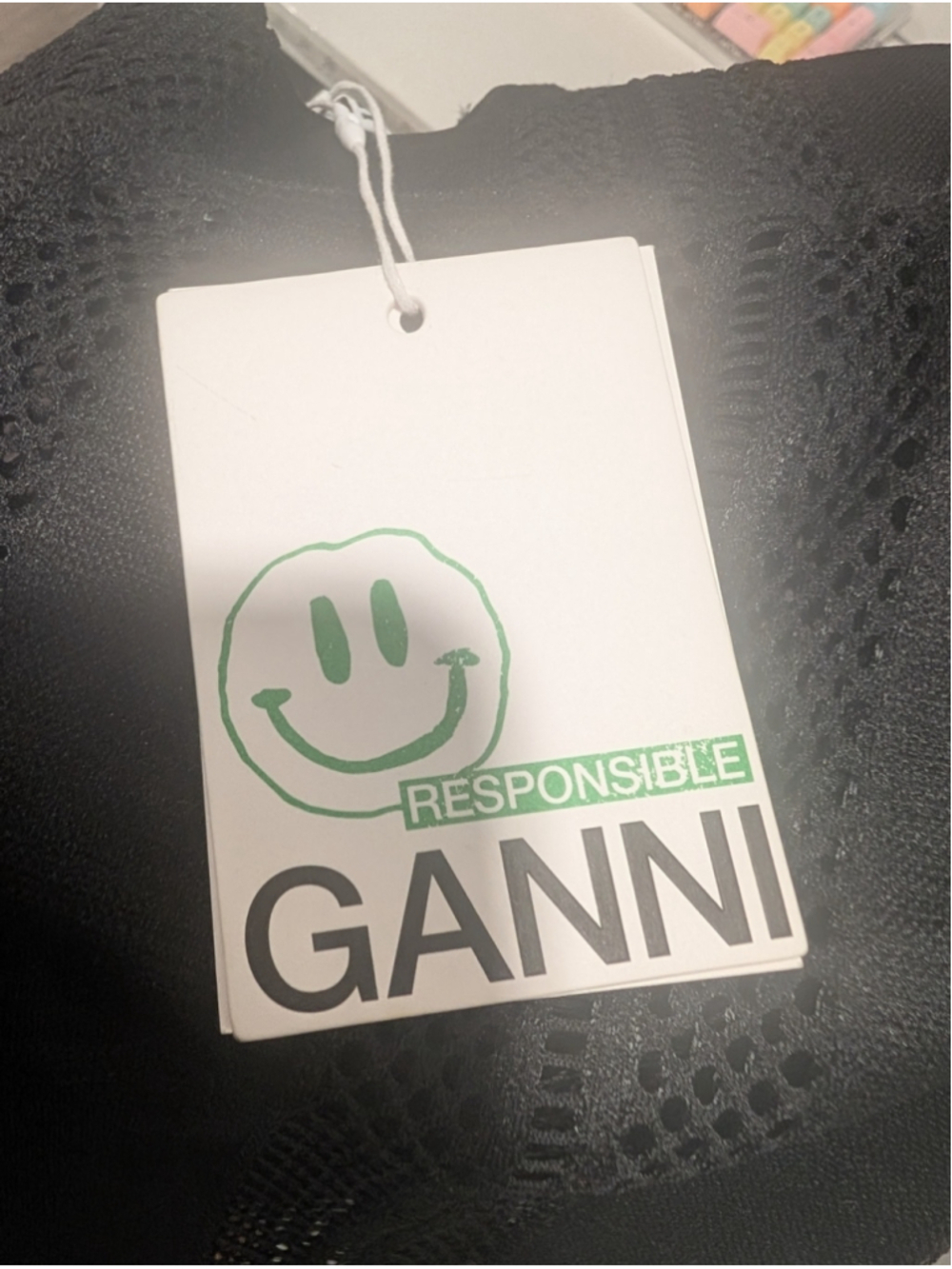 GANNI | Mesh-Panelled Stirrup Leggings In Black - Picture 9 of 14